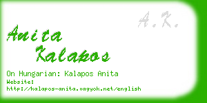 anita kalapos business card